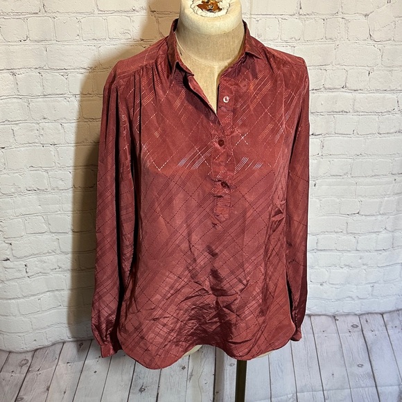 Tops - Vintage y2k Western Red Silky Blouse by Exclusively Yours size med